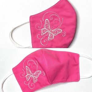 Handmade embroidered face mask butterfly
